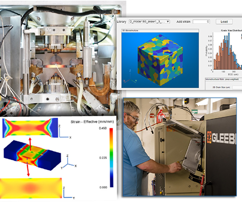readouts and views of the Gleeble material testing